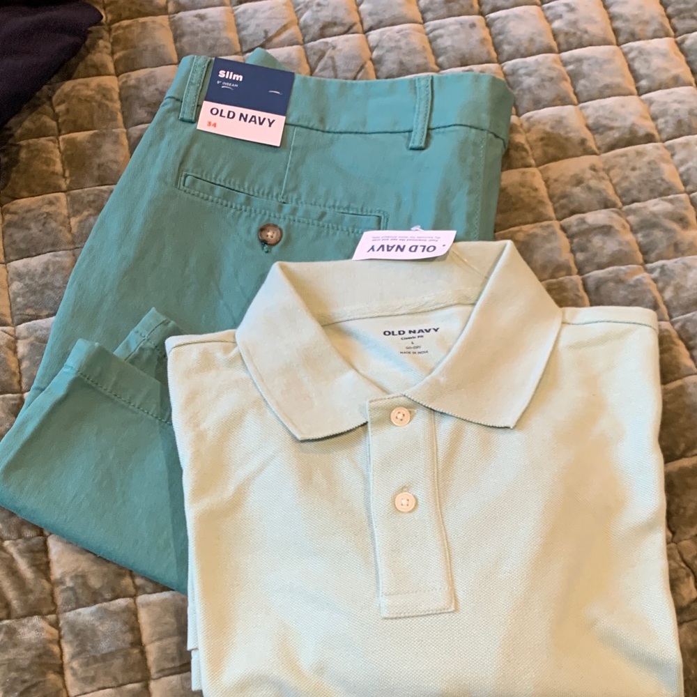 Old Navy Men’s Flat Front Shorts and Polo